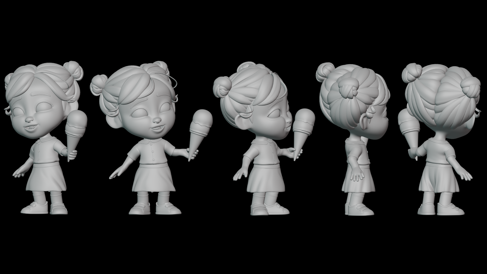 Cartoon baby girl grey material showcase